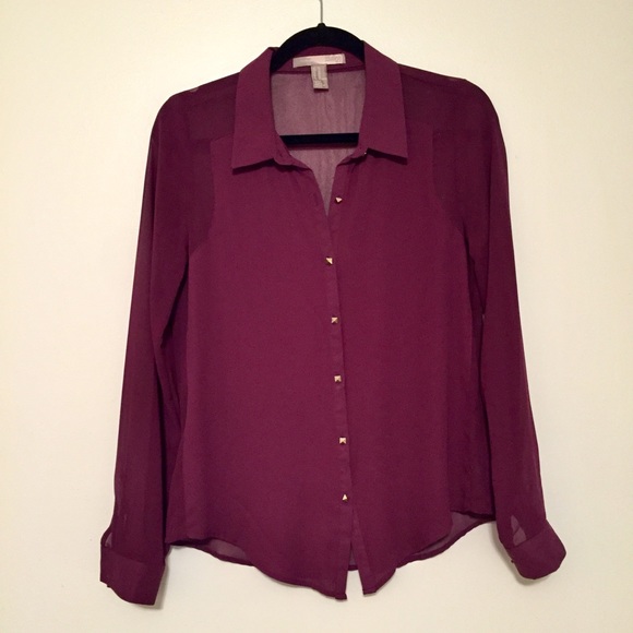 Love 21 purple  button down blouse - Picture 1 of 3